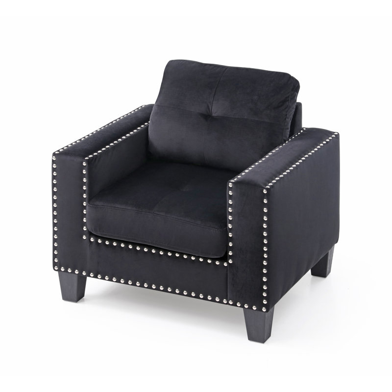 Caceres Velvet Armchair, Black