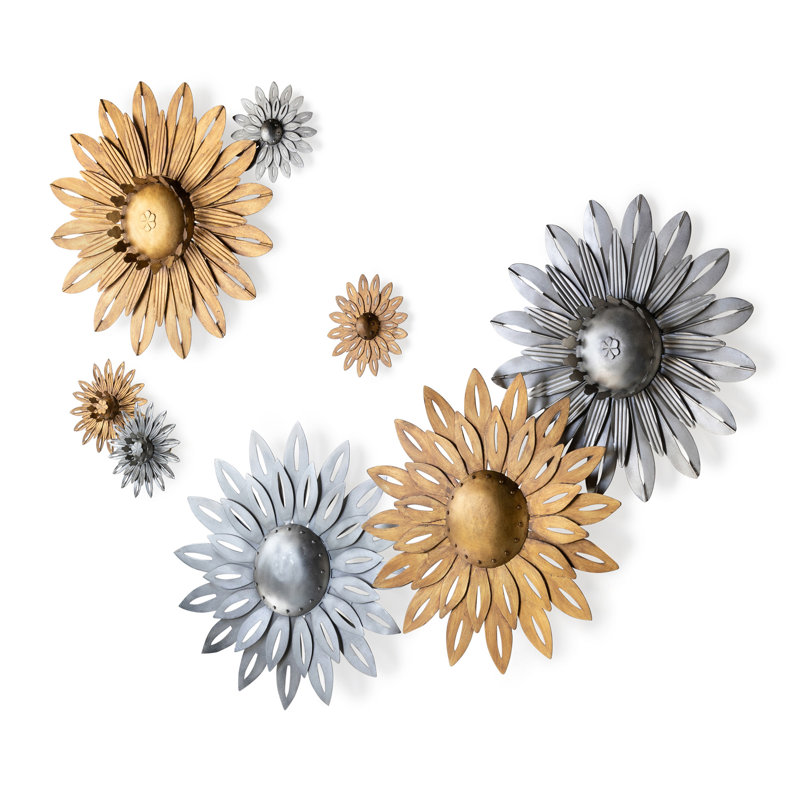 Wall Decor on Metal, Gold, 6.50" H x 1" W x 6.50" D