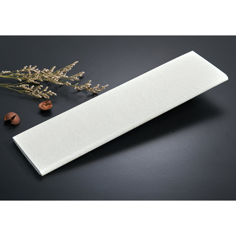 Carreau de faïence en porcelaine gris clair 14 "x 3,5" Cement, Blanc cassé