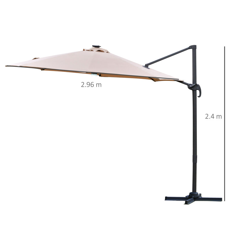 2.96cm Lighted Tilt Market Parasol, Brown