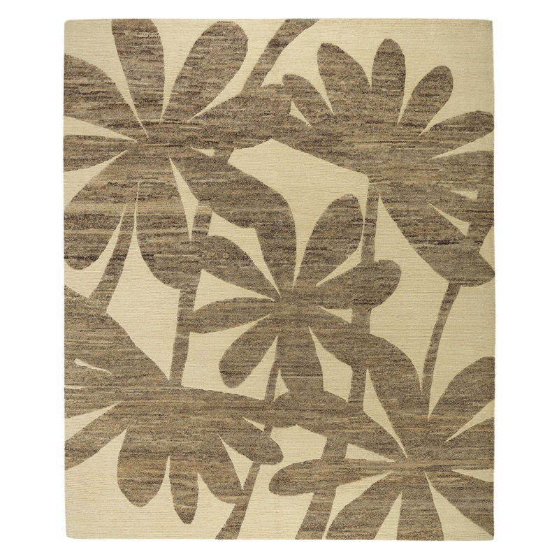 Paradise Hand Knotted Floral Area Rug in Beige/Taupe, Rectangle 12' x 16'