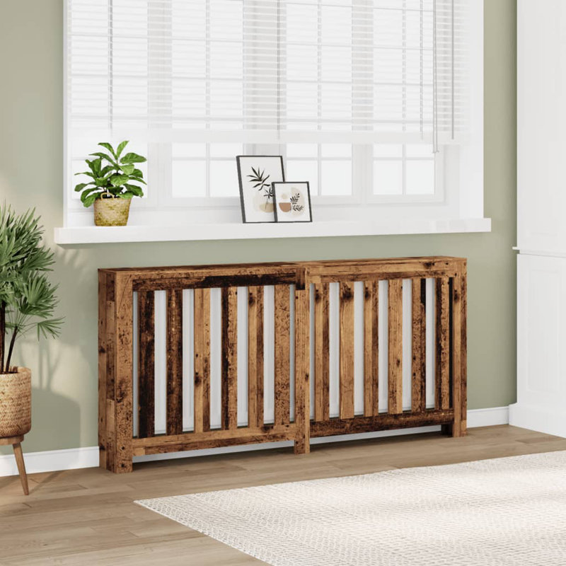 Extra Large Radiator Cover, Old Wood, 175 x 20 x 82 cm, Vertical Slats