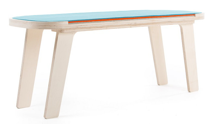 Maxman Upholstered Bench, Light Blue / Orange / Grey
