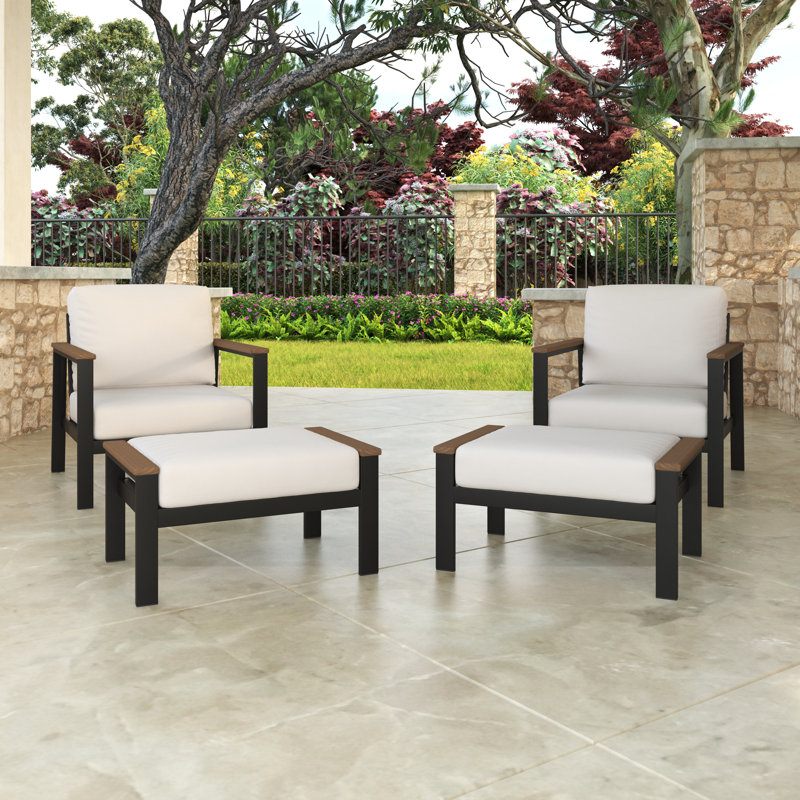 Townsend Patio Chair Sunbrella® Cushions and Ottoman, Sunbrella Canvas Natural