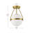 1-E12 Light Brushed Gold Finished Glass Shade Flush Mount Light Fixture