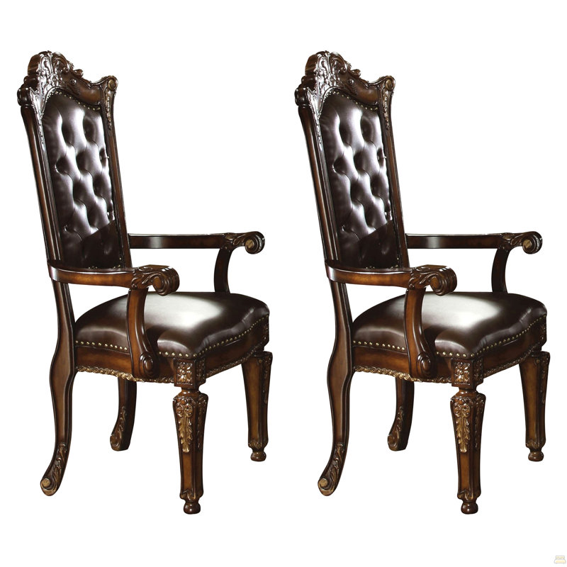 Ensemble de chaises à dossier capitonné espresso et cerise (ensemble de 2)