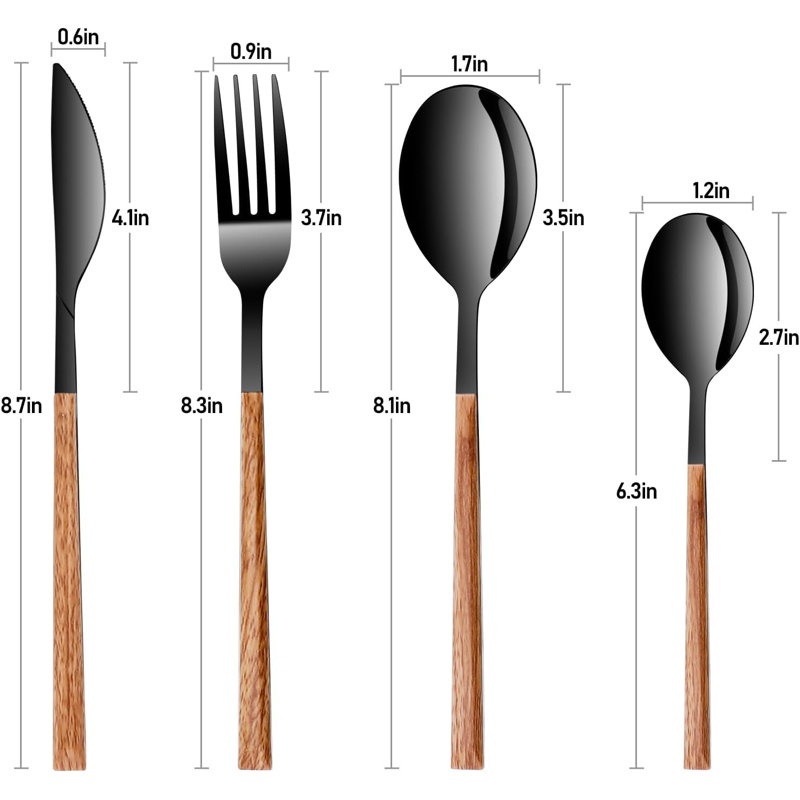 Ivy Bronx Hitansh Stainless Steel Flatware Set - Service for 4, Black