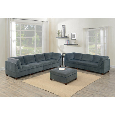 Ensemble de canapé modulaire en chenille gris de 8 pièces pour salon