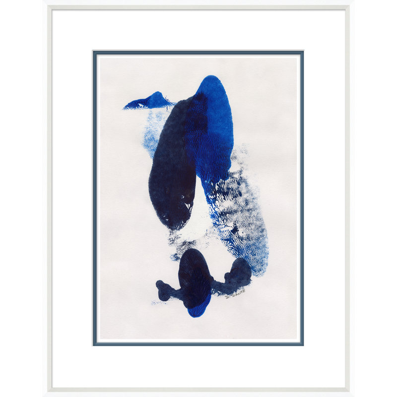 «Abstracts in Blue» - Peinture encadrée sur papier