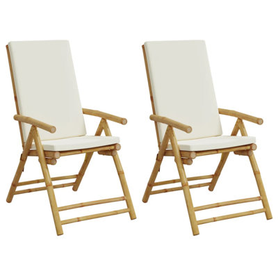 Bay Isle Home⢠Folding Bistro Chairs 2 Pcs With Cushions Bamboo by Bay Isle Home