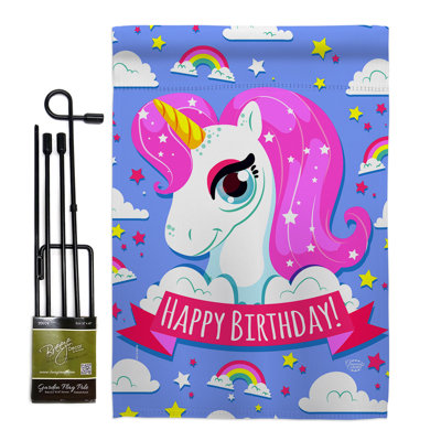 Ensemble de drapeaux 19 x 13 po Magical Unicorn Birthday
