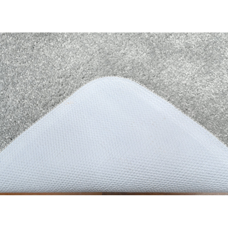Felia Nylon 3 Piece Bath Rug Set with Non-Slip Backing, Silver