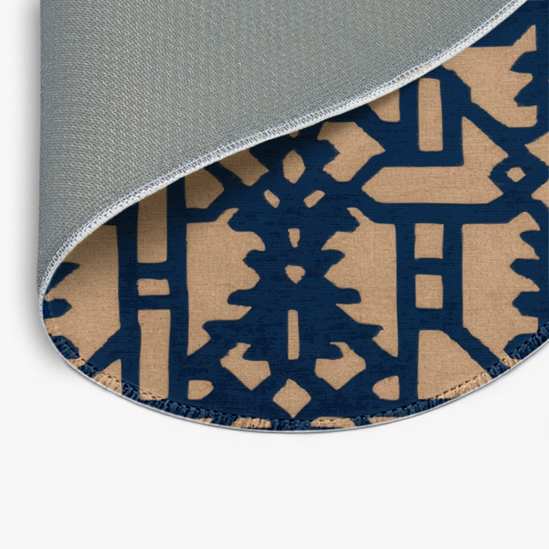 Tapis bleu intérieur et extérieur Trellis, Rond 5 pi