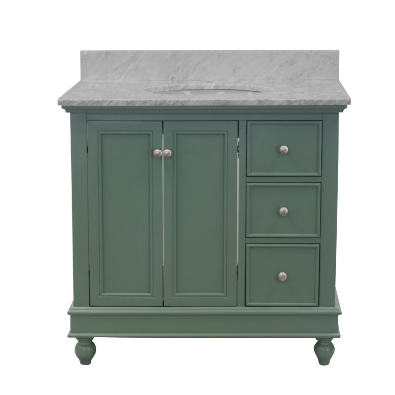 Ferdinand 36'' Single Bathroom Vanity with Top, Carrara Marble, Sage Green