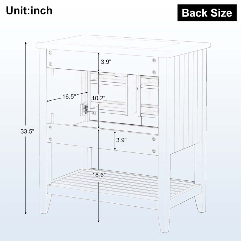Modern and Simple Bathroom Vanity with Open Style Shelf & Door Shelf, Grey