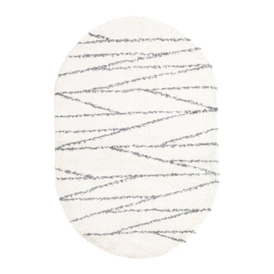 Tapis rayé blanc / gris Abrahams