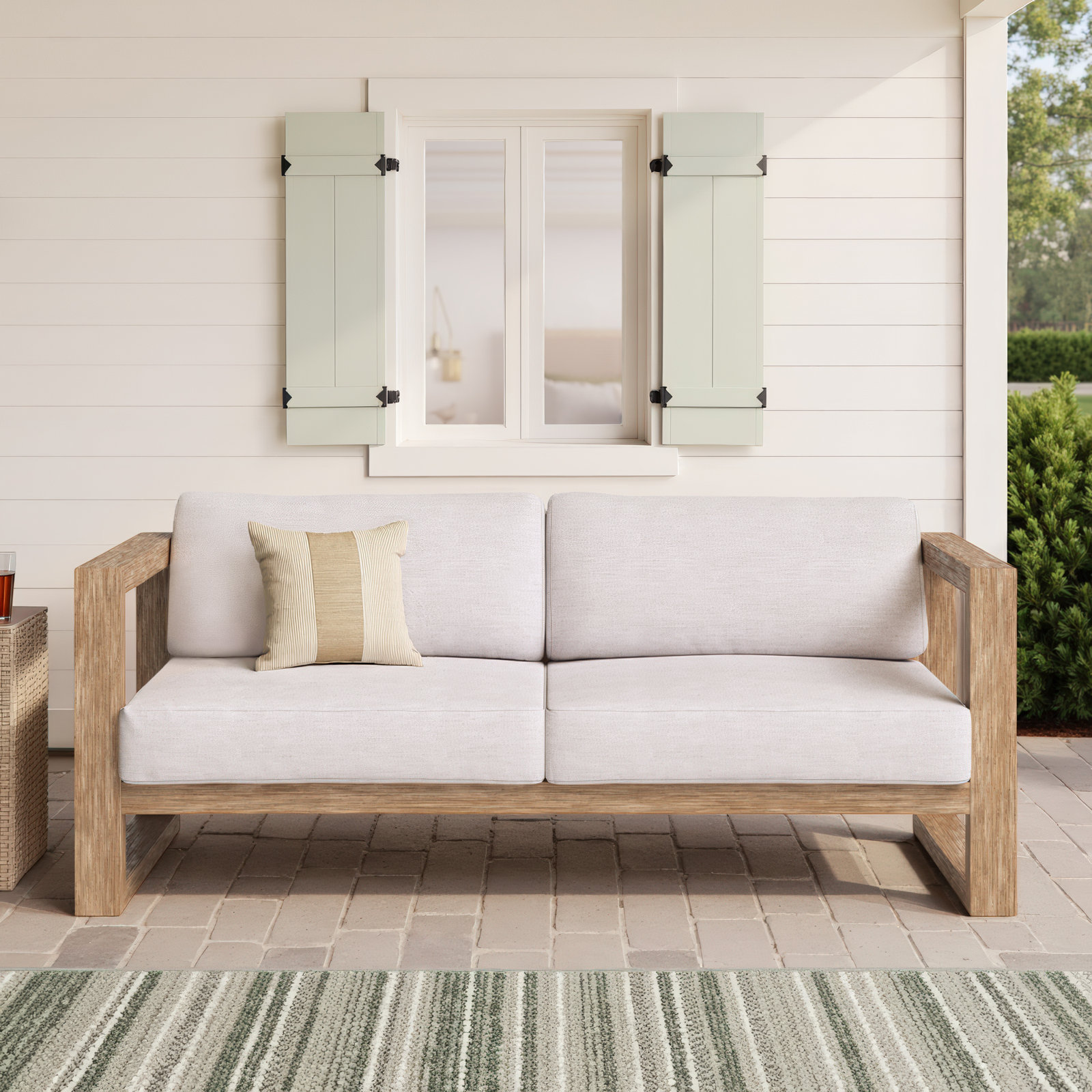 70" Eucalyptus Patio Sofa, Teak 