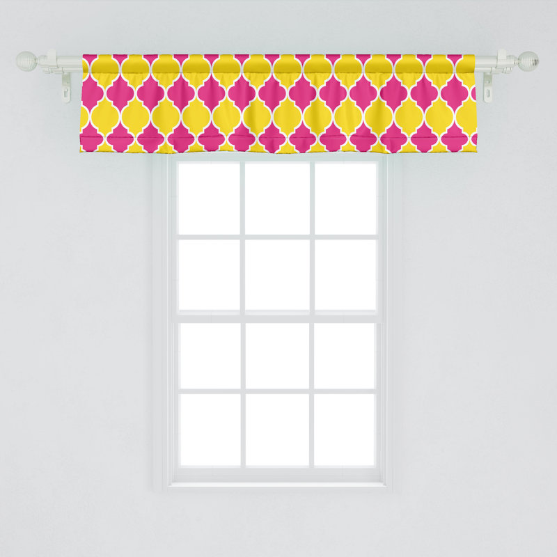 Yellow and Hot Pink Satin Rod Pocket Valance Set
