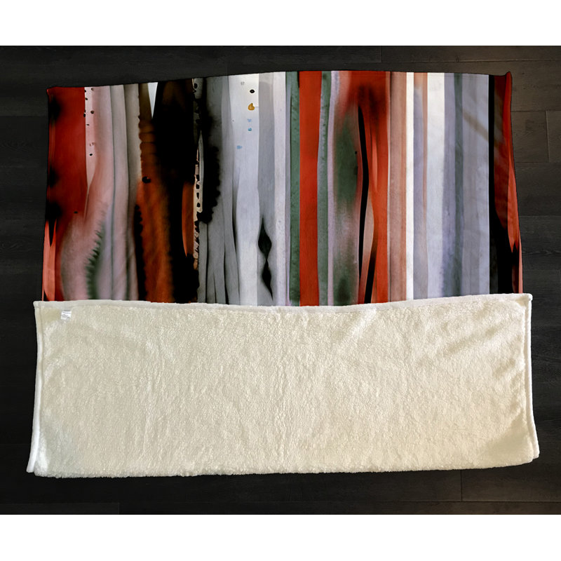 Throw Blanket, 68" W x 80" L, Striped/Abstract, Gray/Red