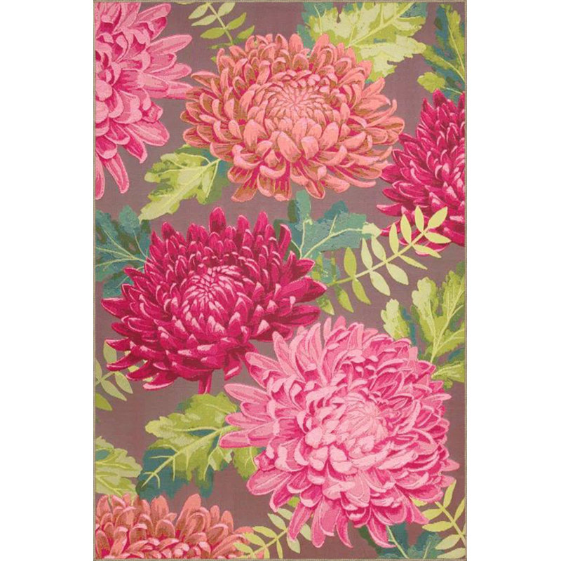 Tapis décoratif lavable à motif floral coloré à motif floral, Rectangle 3 pi 11 po x 5 pi 11 po