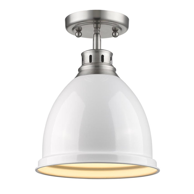 Plafonnier semi-encastré d'extérieur 1 lumière Bowdoinham, Étain, Blanc