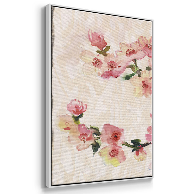 Composition de fleurs de cerisier I - Toile encadrée multi-pièces, H 24 po x l 48 po x P 2 po, Blanc