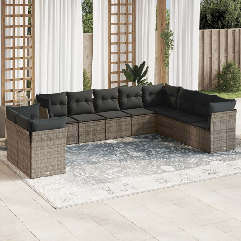 Ensemble de canapé de patio Vidaxl PE rotin grands matériaux résistants aux rayons UV