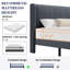 Structure de lit double avec tête de lit tapissier, structure de lit plateforme en bois avec 2 poches de rangement, dossier à oreilles capitonné à rainures verticales, lattes de bois robustes, aucun sommier requis, silencieux-1353423069-1353423068