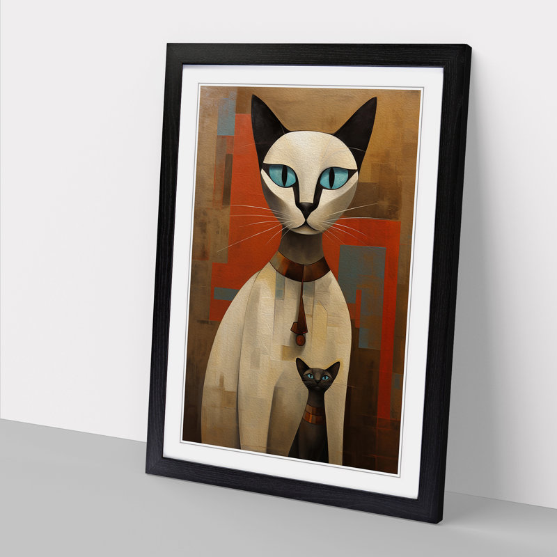 Siamese Cat - Single Picture Frame Print on Wood, Black Framed, 34cm H x 25cm W x 2cm D