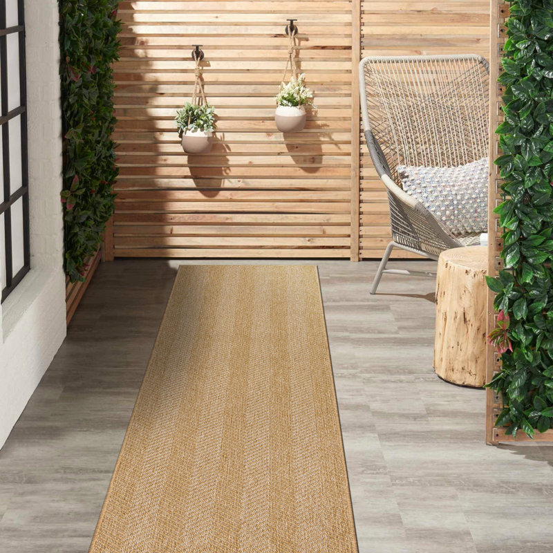 Herringbone Stripe Reversible Jute-Look Indoor/Outdoor Rug, Runner 2' x 7'