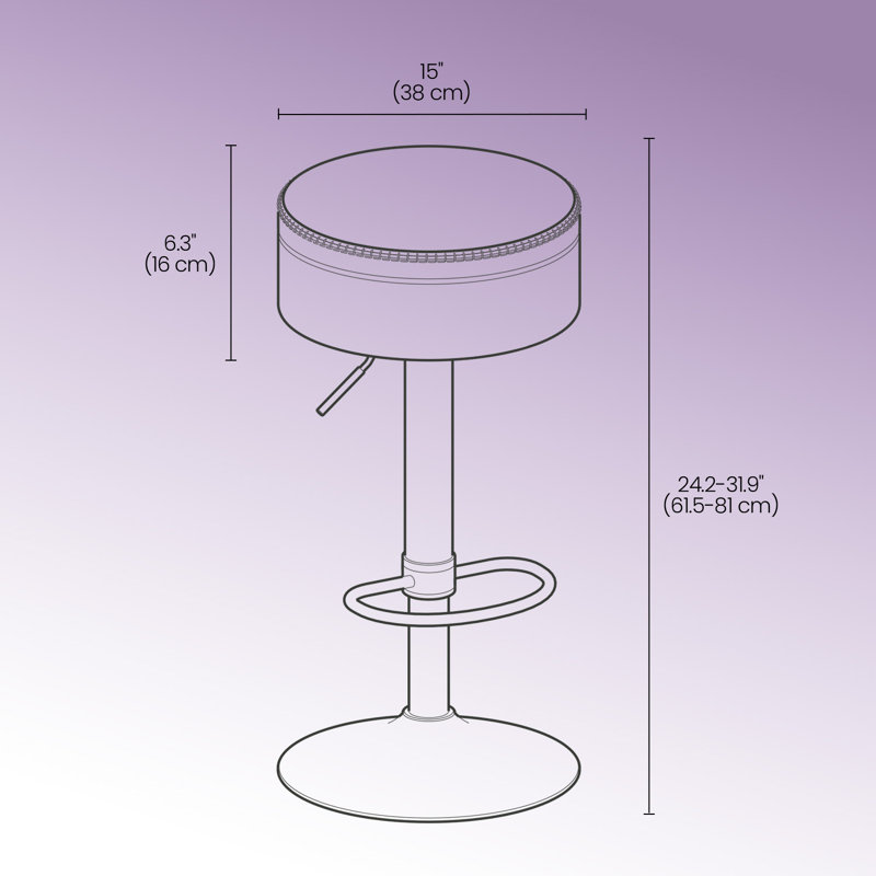 Tabouret de bar pivotant à 360 °, tabouret de bar réglable en hauteur avec rangement, cuir synthétique avec coutures, Brun