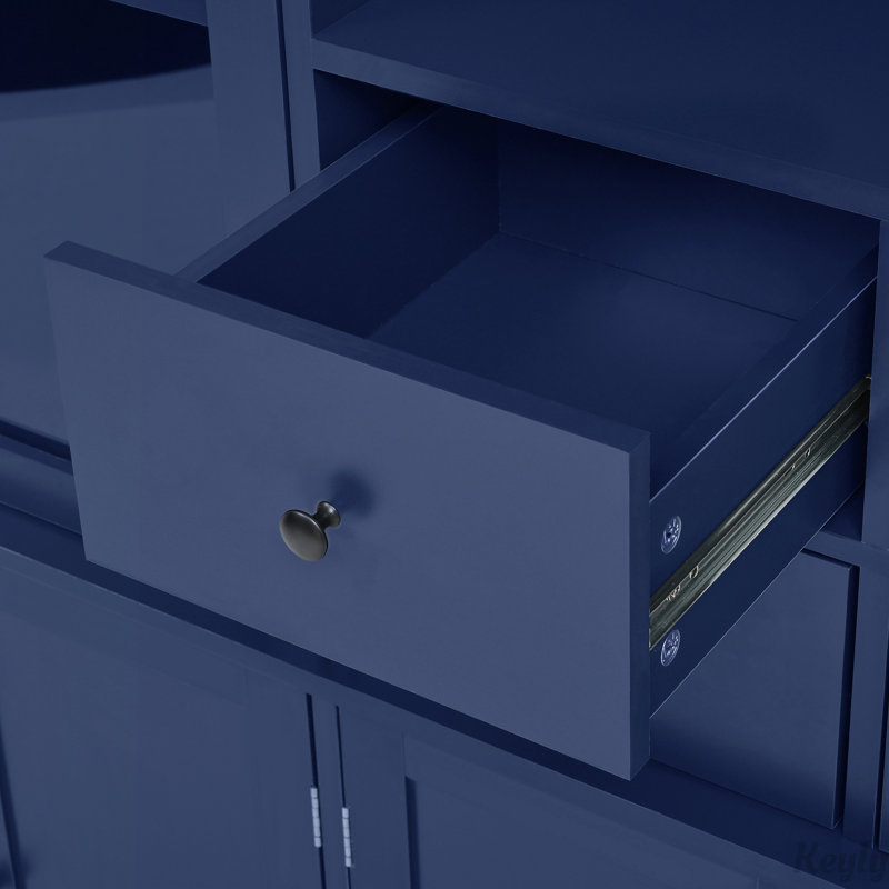 Grand garde-manger avec huche, Bleu / Noir