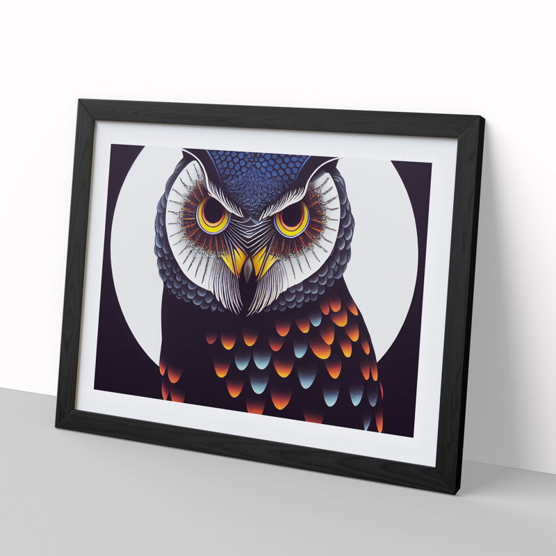 Beguiling Owl - Single Picture Frame Print, Black Framed, 46cm H x 64cm W x 2cm D