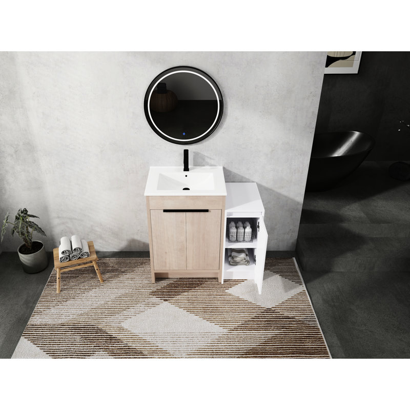 Meuble-lavabo de salle de bain 36 po avec porte et meuble-lavabo de 36 po de style contemporain en céramique et rangement