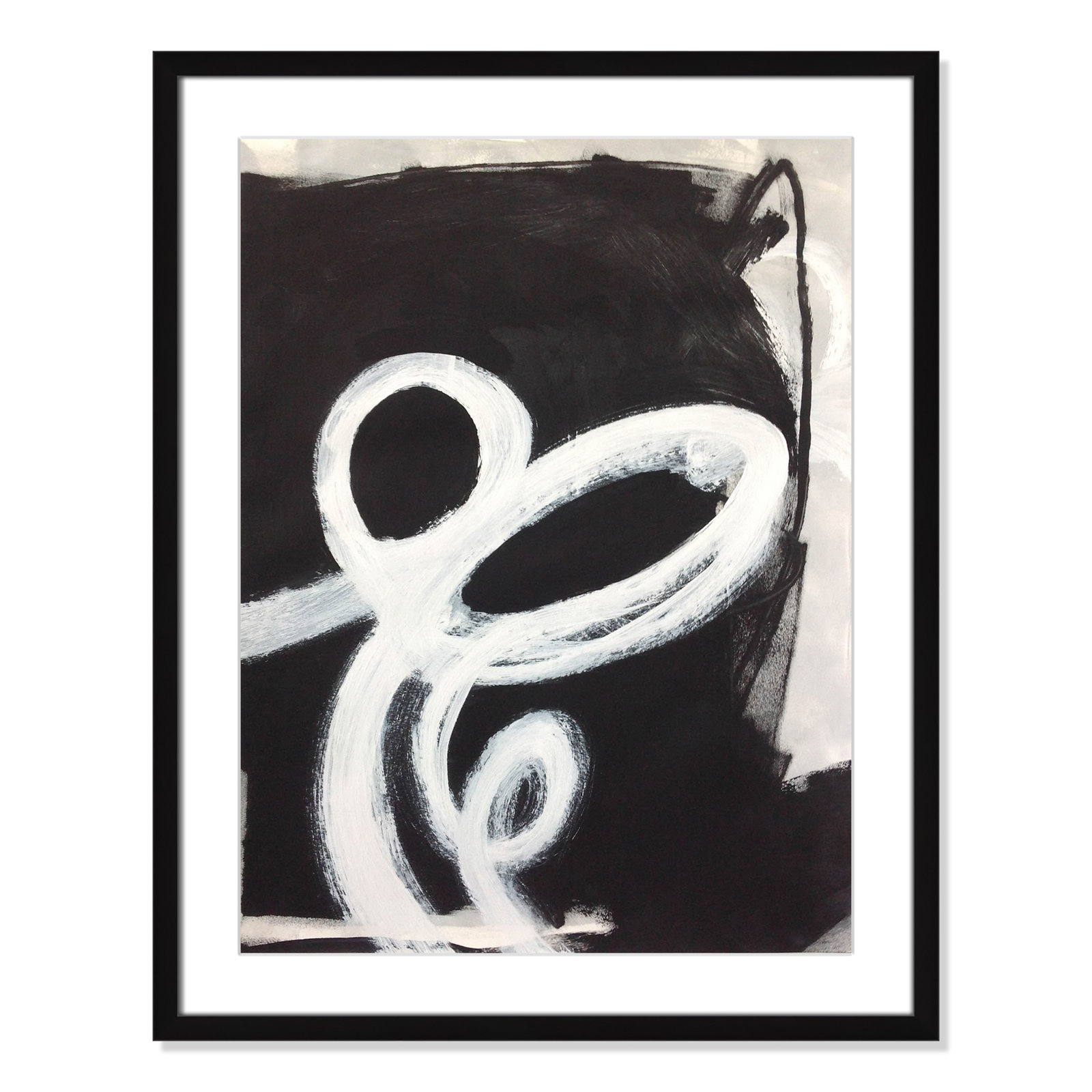 Bronte "Swirly Swirls II" Print, 29.5" H x 23.5" W x 2" D, Black Single Picture Frame, Yes