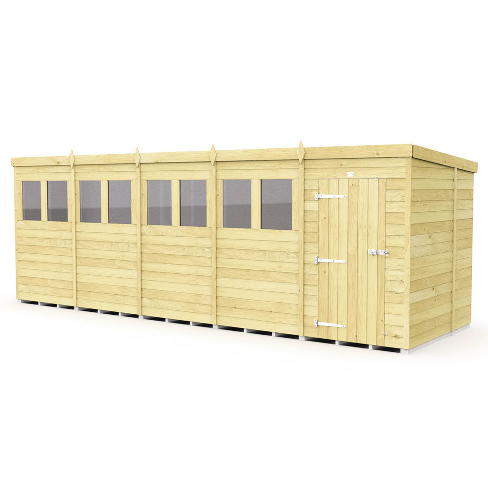 20ft x 7ft Pent Shed - Single Door with Windows