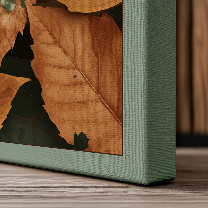 Autumn Leaves Close Botanical - Wrapped Canvas, 30x20 - 76.2 x 50.8 cm, Sage Border