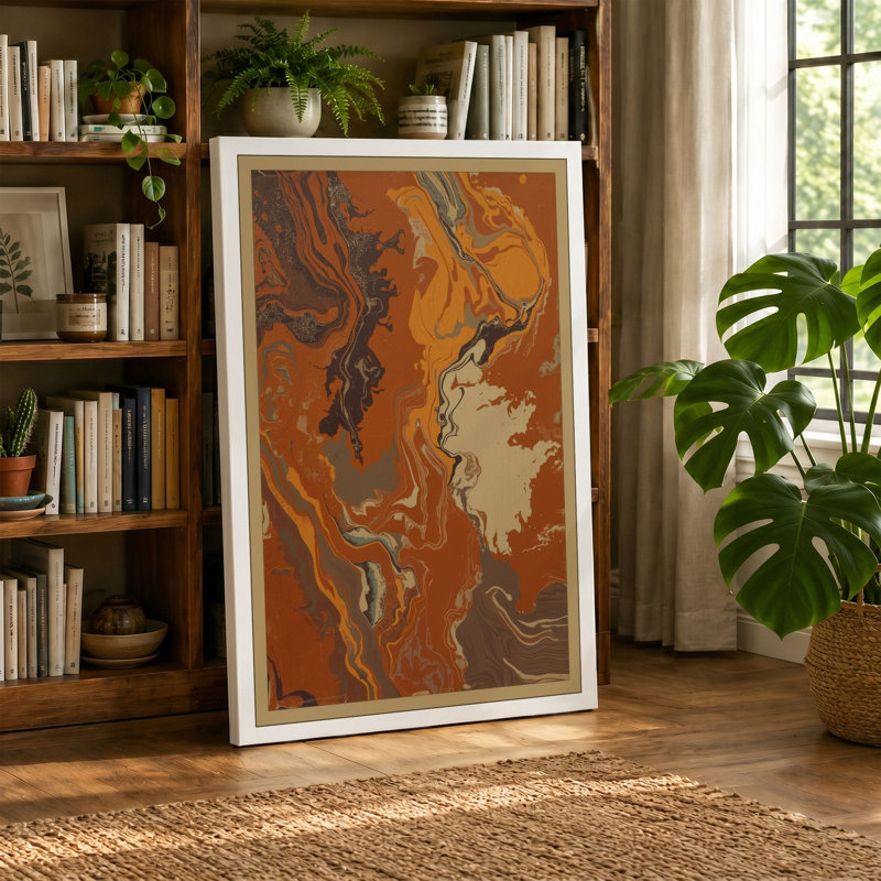 Earthen Flow Boho - Wrapped Canvas, 18x12 - 45.7 x 30.5 cm, Black Border