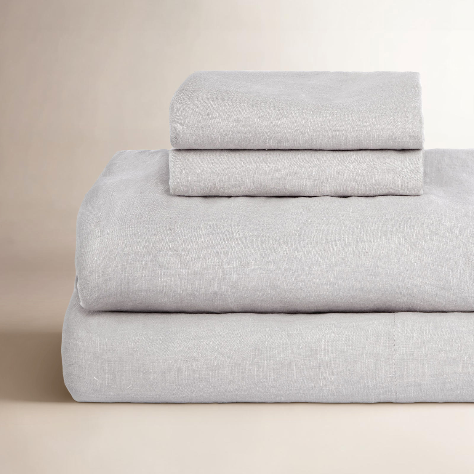 Linen Sheet Set, Pebble Heather, Twin Sheet Set with 1 Pillowcase