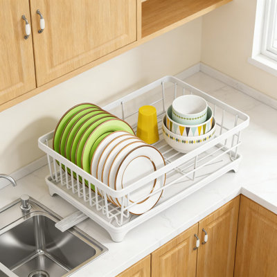 Compact Dish Drying Rack For Kitchen Countertop - Space Saving Dish Drainer With Removable Utensil Holder And Rust-Resistant Design For Efficient Drying And Organization