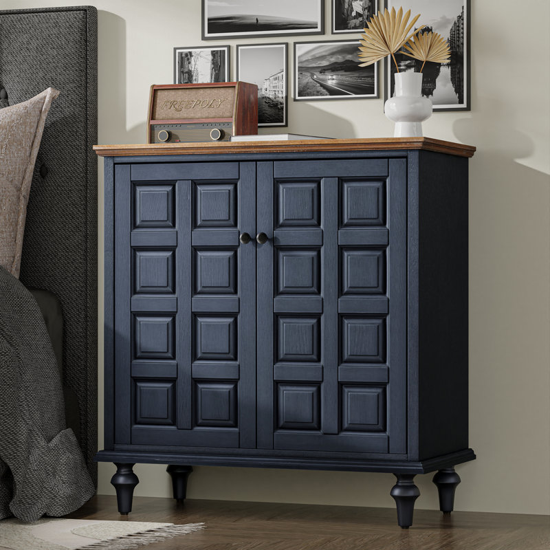 Armoire de rangement 2 portes Doelling, Brun / Bleu marine