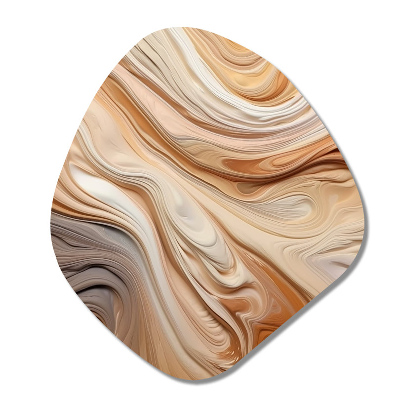 «Orange» et «Beige Unounded Imagination II», art mural asymétrique abstrait en métal, impression d'art moderne de forme irrégulière