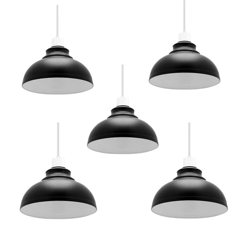 Trabelsi 17cm H Metal Dome Lamp Shade, Black Inner White