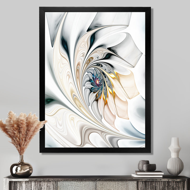 Vitrail blanc, art floral - art mural floral, Toile tendue, H 44 po x l 34 po, Sans cadre