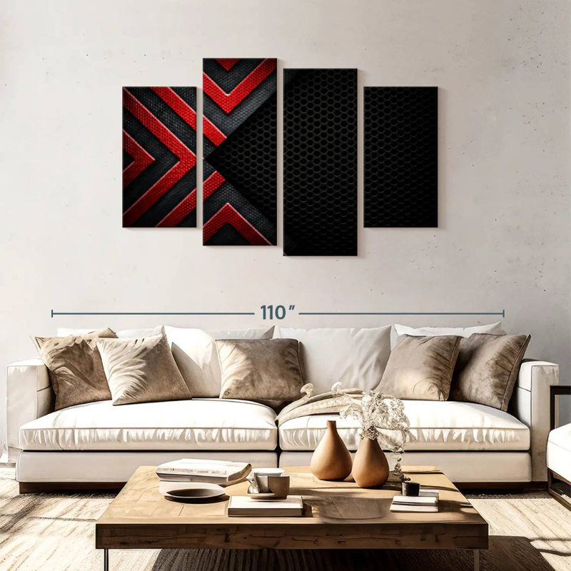 Avery Red Black Abstract, 48" H x 75" W