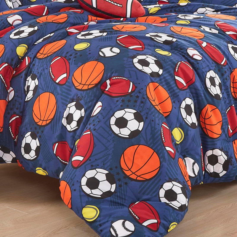 Sports Balls Microfiber Comforter Set, Queen
