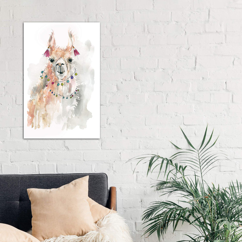 Llama Drama I by Carol Robinson - Painting, 66.04 cm H x 45.72 cm W x 3.175 cm D, No Frame