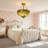 3-Light Tiffany Semi Flush Ceiling Light, Bronze Stained Glass Fixture