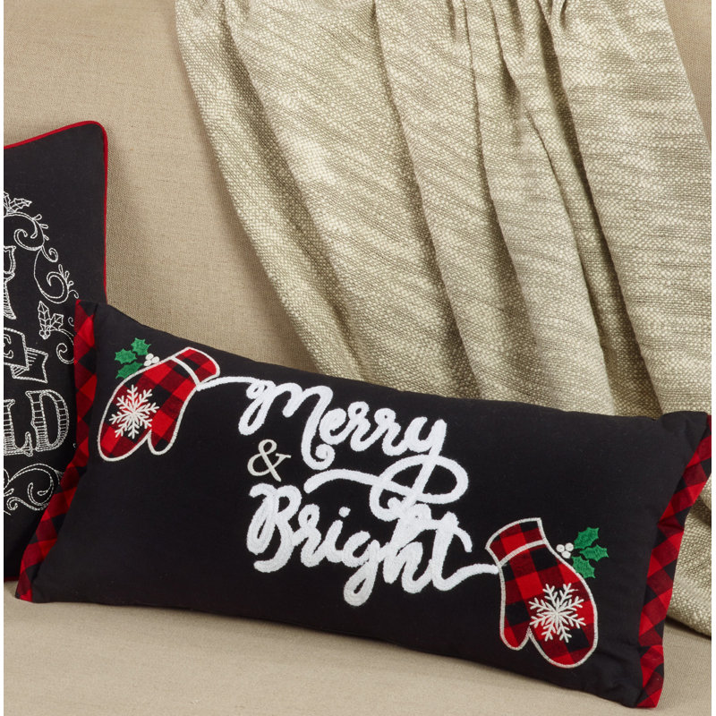 Merry & Bright Black Cotton Polyester Euro Pillow Cover