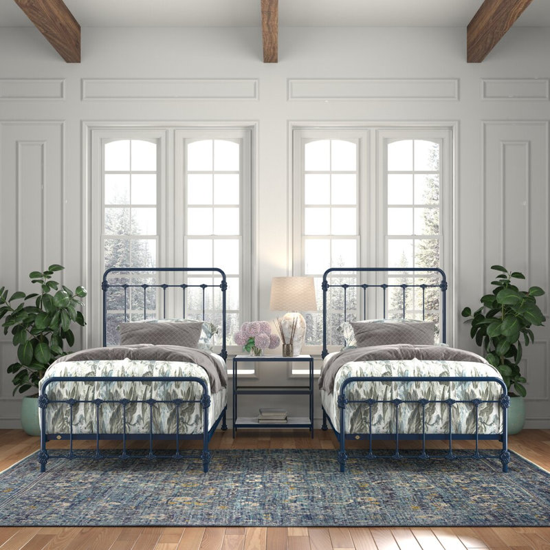 Bed, Twin, Navy Blue